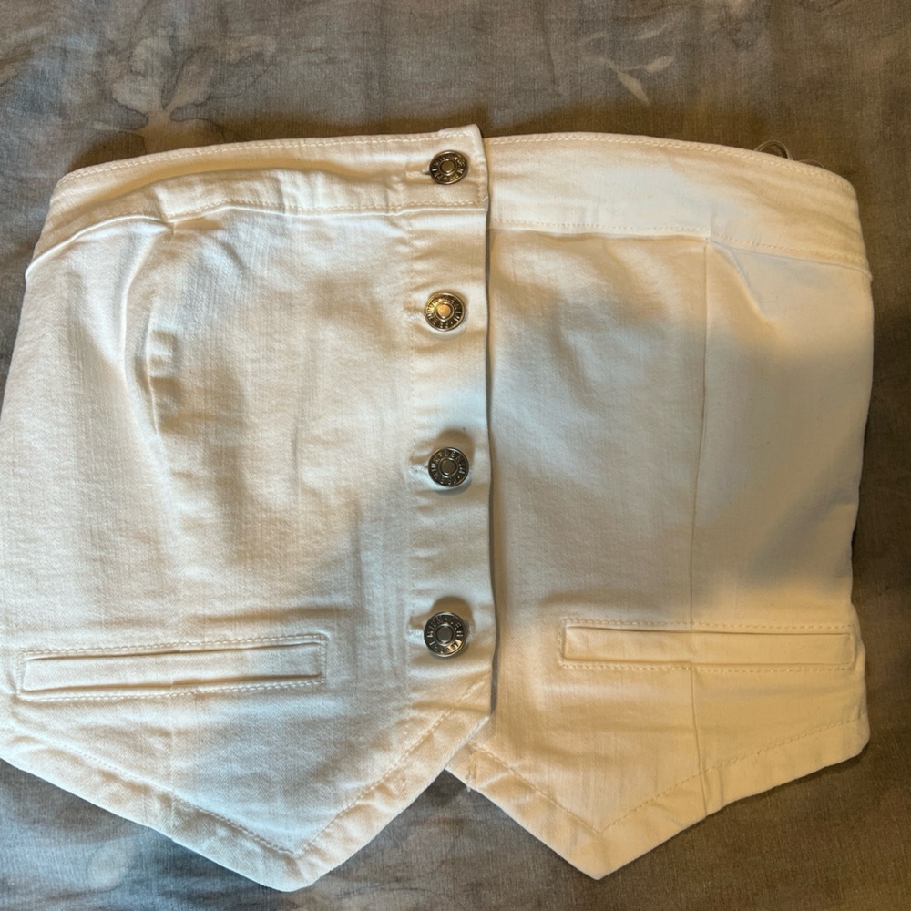 White Button-Up Shirt with Silver Buttons